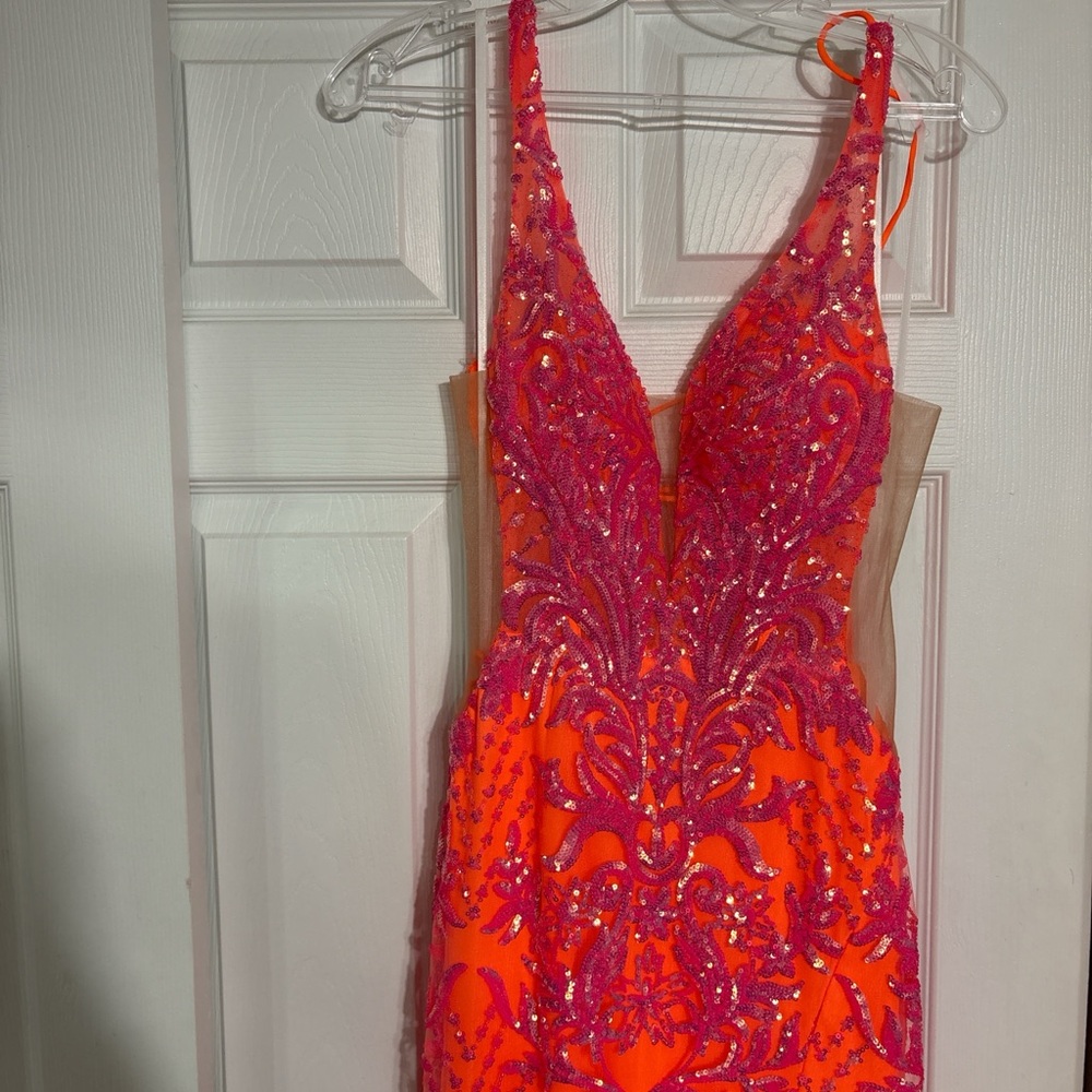 Collection B Vibrant Orange and Pink Dress